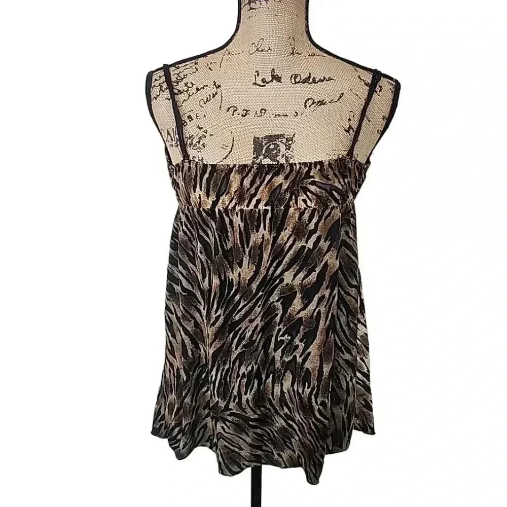 "Wild Elegance: Vintage Colesce Couture Animal Print Lingerie Top - Size Small"